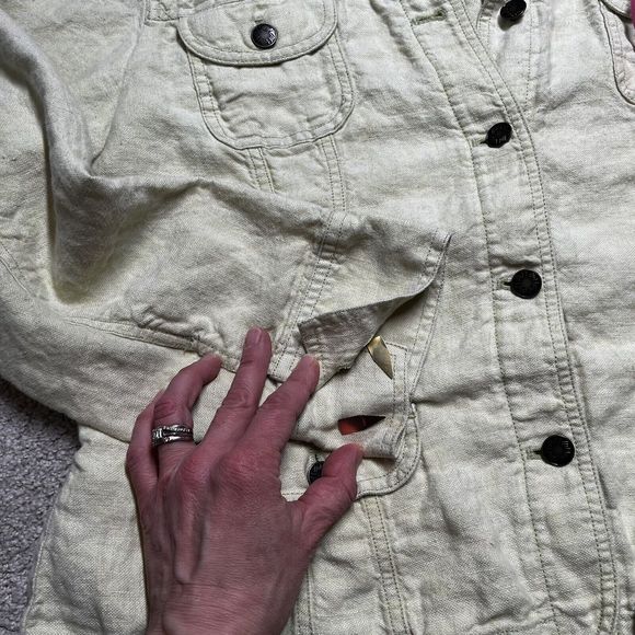 J Jill 100% Linen Jacket Womens Large Lime Green Button Closure Lightweight - Picture 12 of 13